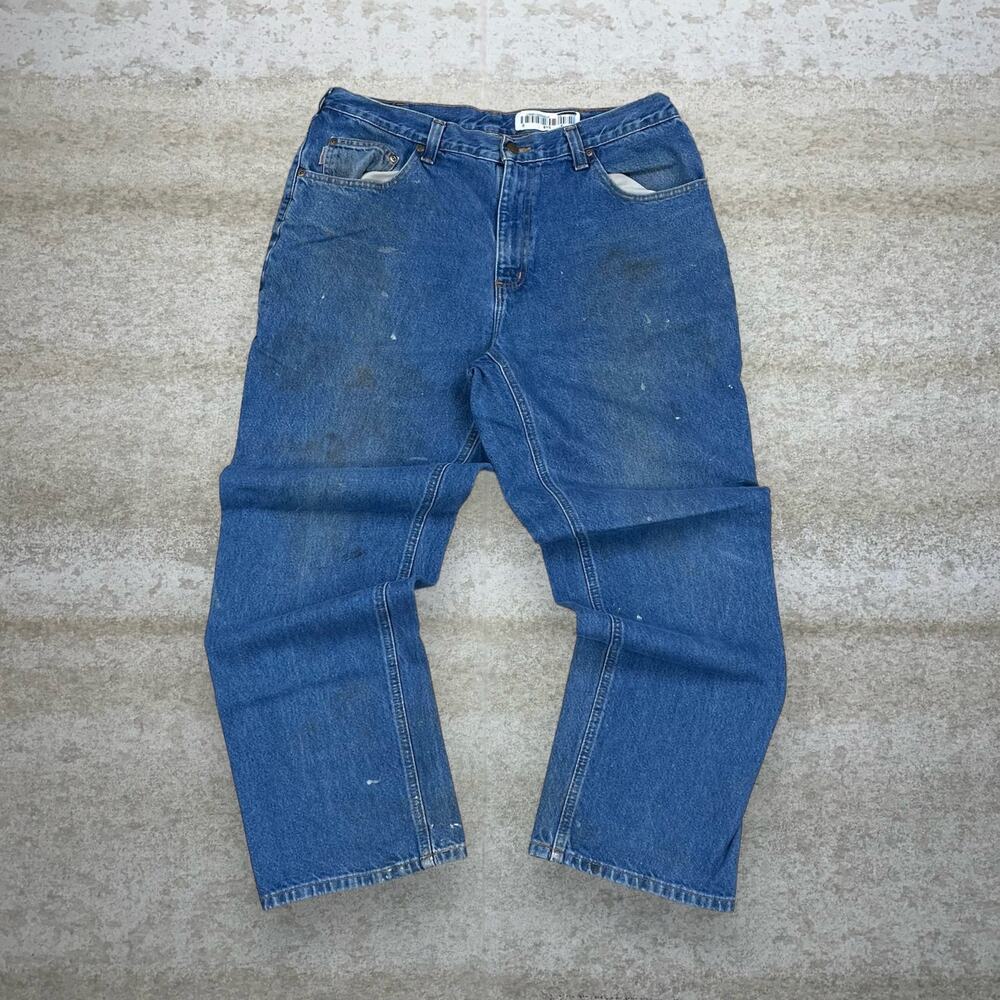 Vintage 90s Carhartt Jeans 36x30 Relaxed Fit Medium Wash Work Wear Denim White - Picture 2 of 5